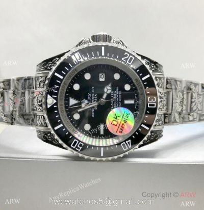 44mm Rolex Deepsea Black Replica Watch Tattoo Case 1