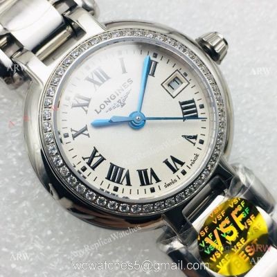 (VSF) Swiss Copy Longines PrimaLuna Stainless Steel Diamond Watch 1