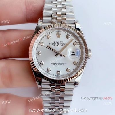 EWF Replica Rolex Datejust 36MM Watch Silver Dial with Diamond 1