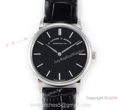 Swiss Grade A.Lange Sohne Saxonia Thin 2892 SS Black Dial Watch Super clone 1