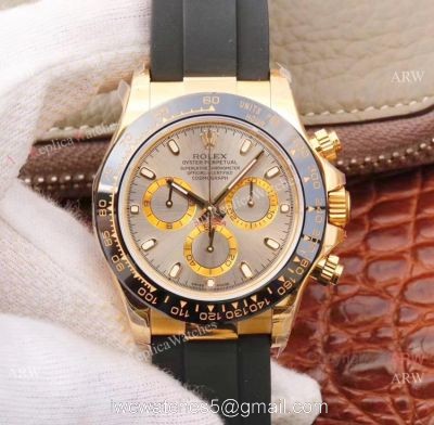 Swiss 4130 JH Factory Rolex Daytona Rubber Band Gray Dial Watch 40mm 1