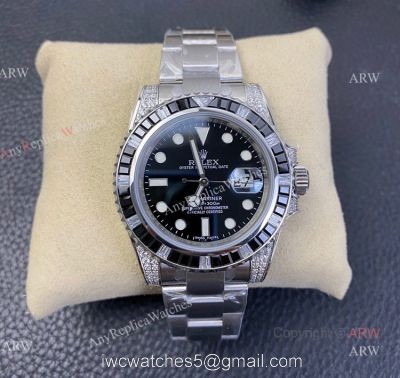 KS Factory Mens Rolex Submariner Black Dial Diamond Bezel Swiss Replica Watches 1