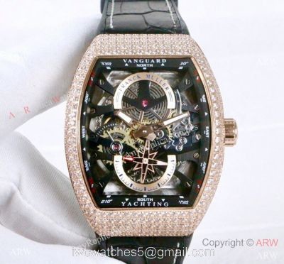 Clone Franck Muller Vanguard Yachting Anchor Skeleton Diamond Watch ARW Watches 1