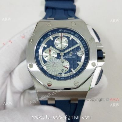 Fake Audemars Piguet Royal Oak Offshore Blue Rubber Strap Watch 44mm 1