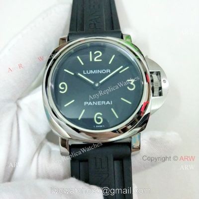 Copy Panerai Luminor PAM00112 Watch Black Dial Black Rubber Strap 1