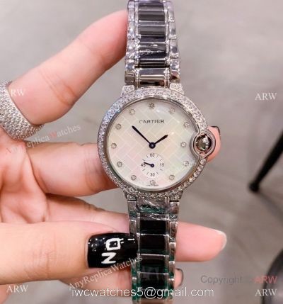 Cartier Ballon Bleu de 36mm Quartz Watch Black Ceramic Silver 1