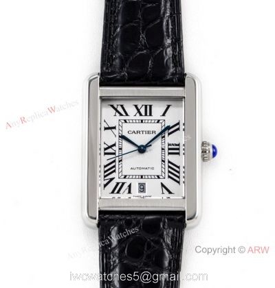 (ER)Swiss replica Cartier Tank Solo Automatic 31mm Watch White Dial Leather Strap 1