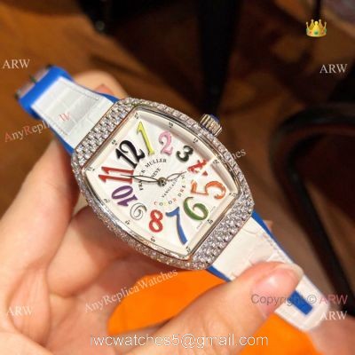 Swiss Quality Franck Muller Vanguard Replica Watch Stainless Steel Diamond 32mm 1