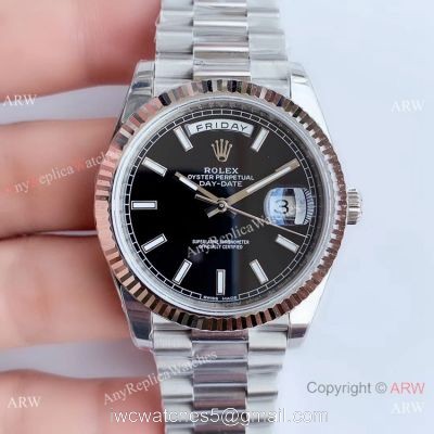 NEW Upgraded Rolex Day Date 2 Black Dial Ss Presidential Watch Swiss 3255 V3 Version 1