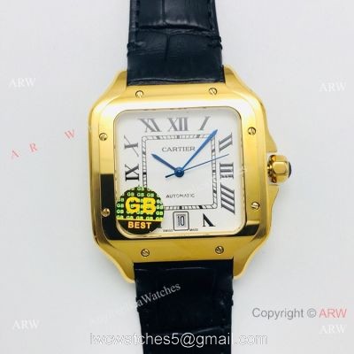(GB) 2019 New Cartier Santos Yellow Gold Watch AAA Swiss Replica 1