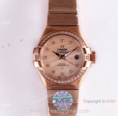Swiss Copy Omega Constellation Rose Gold 27mm lady Watch 8521 Movement 1