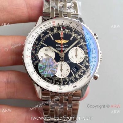 JF Factory Breitling Navitimer 01 Chronograph Copy Watch Stainless Steel Black Dial 1