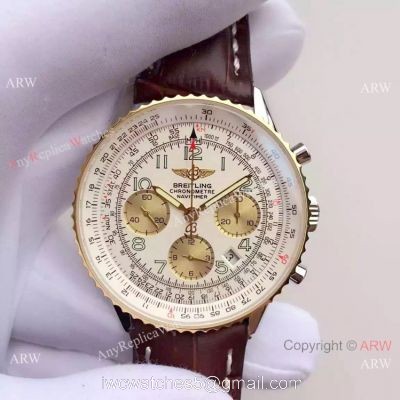 JF Replica Breitling Navitimer 01 2-Tone White Dial Watch 43mm 1