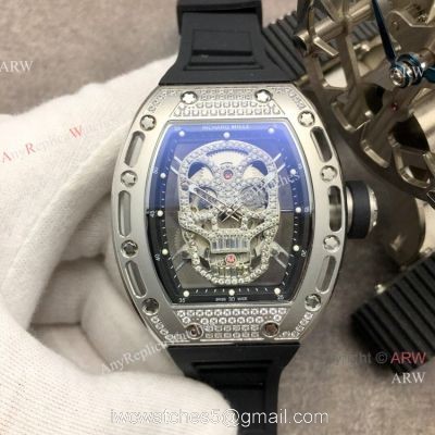 Super Clone Richard Mille RM 052 Skull Face Stainless Steel Men Watch 1