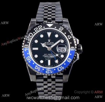 KS Factory Fake Rolex GMT Master II Swiss ETA 126710blnr-0002 Black PVD Watch 1