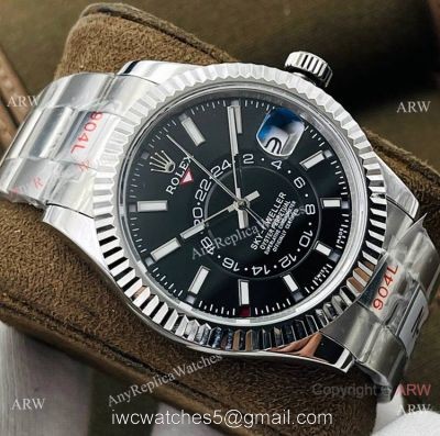 DR Factory Rolex Sky-Dweller 42mm Stainless Steel Black Dial Swiss Grade Rolex Watch 1