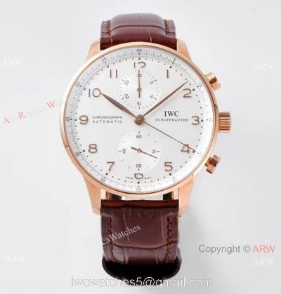 ZF Factory V2 Version IWC Portuguese Chronograph Watch Rose Gold White Dial 1