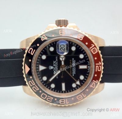 Replica Rolex GMT-Master II Rubber Strap Brown Black Ceramic Watch 1