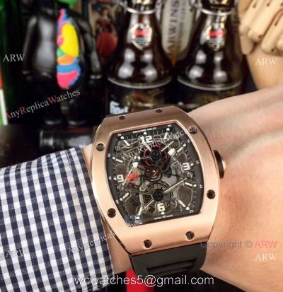 Richard Mille RM012 Rose Gold Rubber Strap Watch Swiss Quality 1