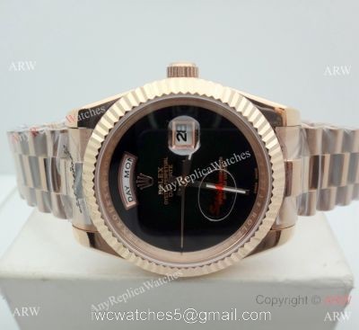 Replica Presidential Rolex Day Date 40mm Rose Gold Black Onyx Dial Watch 1