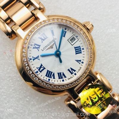 VSF Swiss Replica Longines PrimaLuna Lady Watch Rose Gold Diamond Bezel 1