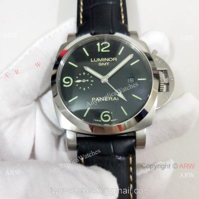 Officine Panerai Luminor GMT PAM320 Copy Watch SS Black Dial 1