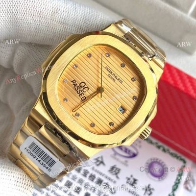 Yellow Gold Patek Philippe Nautilus Copy Watch Men Size 1