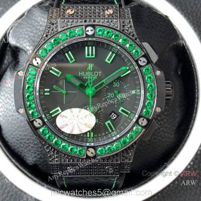Swiss 7750 Hublot Big Bang Ice Bang Replica Watch Green Diamond Bezel 1