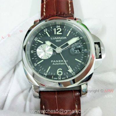 Fake Panerai Luminor GMT PAM00088 Watch Ss Brown Leather Band 1