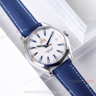 (VS)Swiss Copy OMEGA Seamaster Aqua Terra RYDER CUP Watch Blue Leather Strap 1