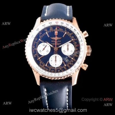 JF Factory Breitling Navitimer 01 Rose Gold Blue Face Watch Super Clone 1
