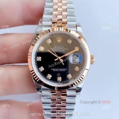 EW factory 3235 Rolex Datejust Black Diamond Dial Jubilee Watch 36mm 1