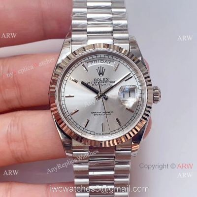 (EW)Copy Swiss 3255 Rolex Day-Date Presidential Watch Silver Dial 36mm 1