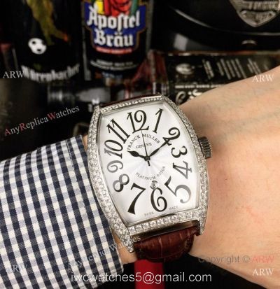Copy Franck Muller Platinum Rotor Diamond Case White Dial Watch 1