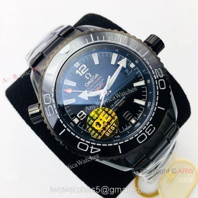Swiss OE Factory Omega Planet Ocean Deep Black 600m All Black Watch Omega Seamaster Super Clone 1
