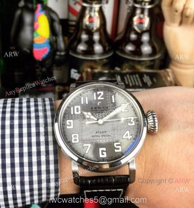 Swiss Quality Replica Zenith Pilot Watch Silver Dial Sapphire Glass 1