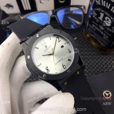 Hublot Classic Fusion Silver Dial Black Rubber Strap Replica ARW Watches 1