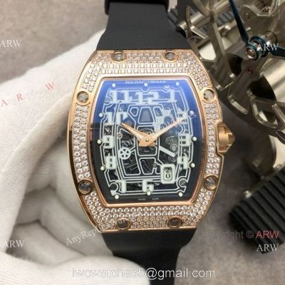 Super Clone Richard Mille AAA RM 67-01 Extra Flat Rose Gold Diamond Watch 1