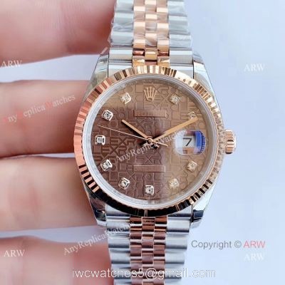 EW factory Rolex Computer Face Datejust 36 Two Tone Rose Gold Jubilee Chocolate Dial Watch 1