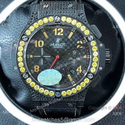 Swiss Copy Hublot Big Bang Evolution Yellow Diamond Watch 7750 Chronograph Movement 1