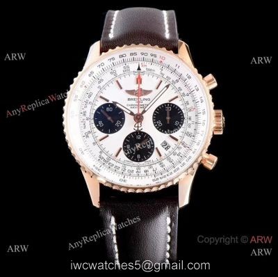 JF Factory Breitling Navitimer 01 Watch Rose Gold White Dial 1