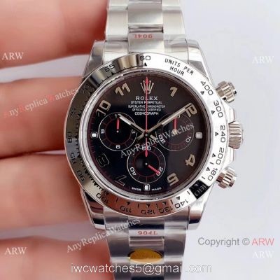 1:1 Replica Rolex Daytona Noob Factory SWISS 4130 Watch Stainless Steel Black Dial 1