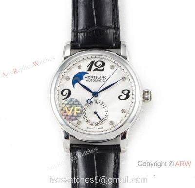 VF Swiss Fake Montblanc Star Legacy Moon SS White Face Watch Mont Blanc Knock off 1