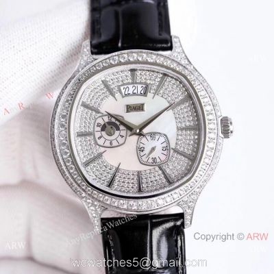 Swiss Grade Piaget Emperador Coussin Dual Time Zone Watch SS Diamond 1