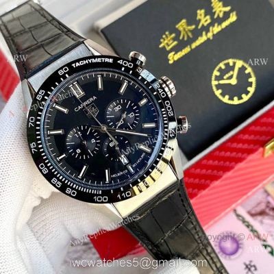 New Replica Tag Heuer Carrera Heuer 02 Watches Black Leather Strap 1