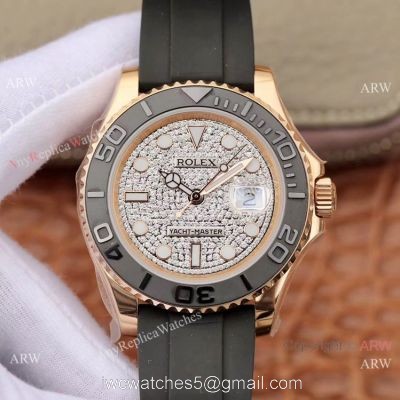 Swiss Grade Rolex Rose Gold Yachtmaster Replica Watch Diamond Face 1