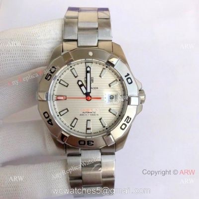 Wholesale Copy Tag Heuer Aquaracer Calibre 5 Watch Silver and White 1