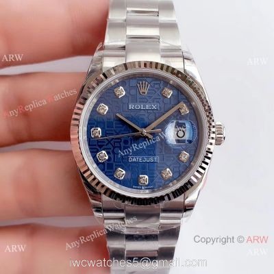 (EW) Swiss Copy Rolex Datejust 36mm Watch Stainless Steel Blue Computer Dial Rolex EW Factory 1