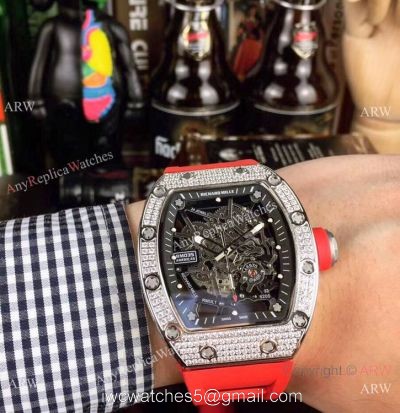 Swiss Replica Richard Mille RM035 Americas Diamond Red Rubber Watch 1