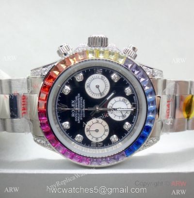Rolex Daytona Rainbow Replica Watch Stainless Steel Chronograph 40mm 1